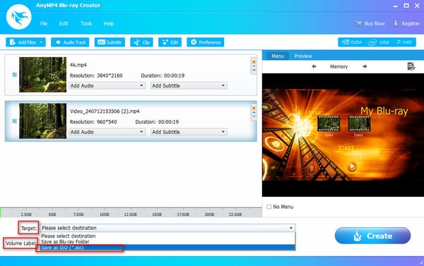 Anymp4 Blu Ray Creator Choose Iso Output