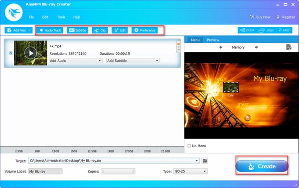 Anymp4 Blu Ray Creator Create Iso File