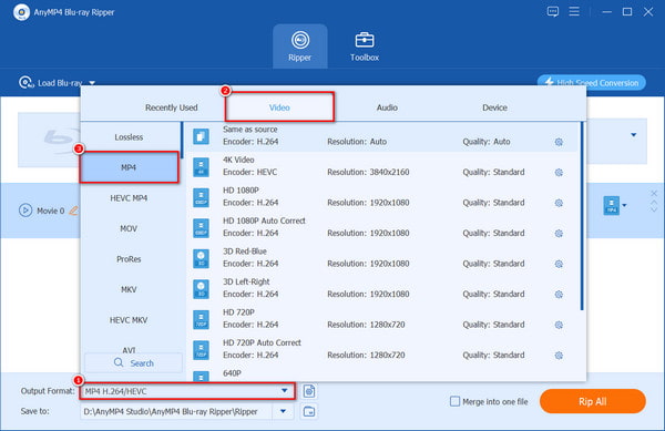 Select Mp4 As Output Format