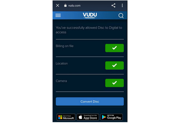 Vudu Allow App Permission