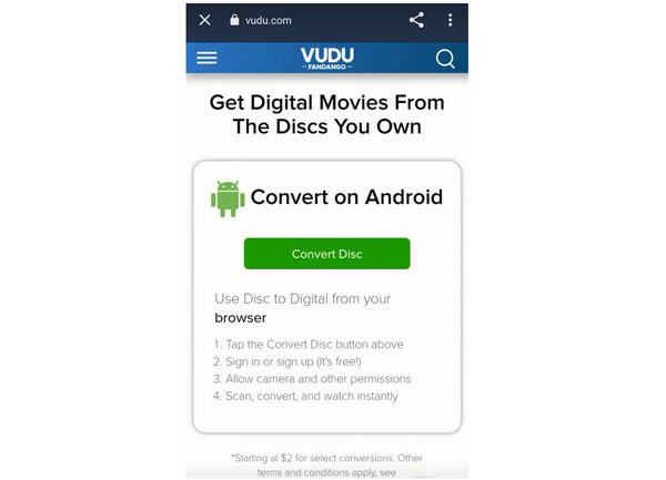 Vudu Choose Convert Disc