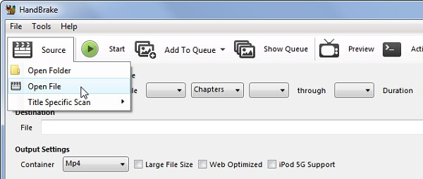 Handbrake Select Source File
