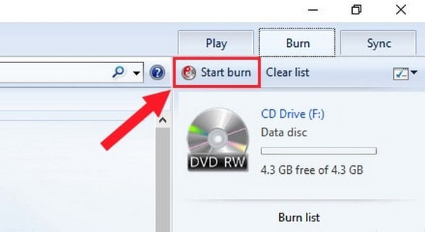 Media Player Start Burn