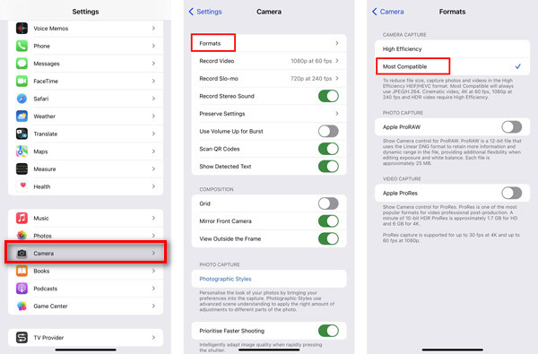 Convert HEIC to JPG on iPhone Settings