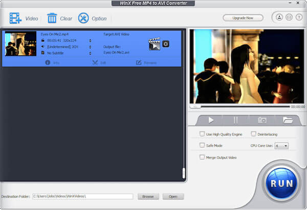 WinX Free MP4 to AVI Converter