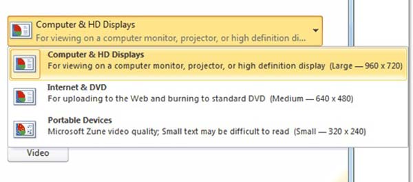 Choose output Video PPT