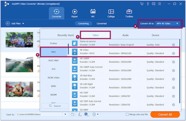 Select MKV as Output