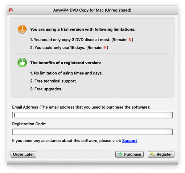 Register DVD Copy for Mac