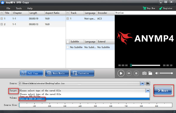 Anymp4 Dvd Copy Choose iso Output