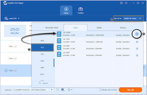 Select FLV as Output Format