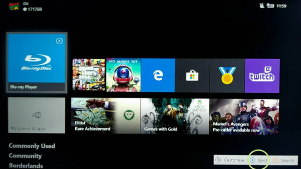Xbox Series X Home Screen Choose Blu Ray Player