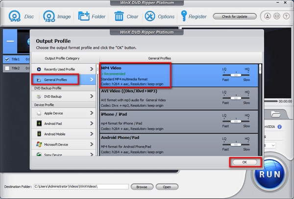 Winxdvd Choose Mp4 Format