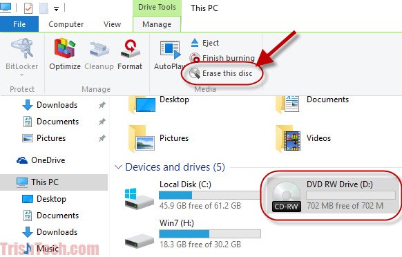 Erase DVD on Windows