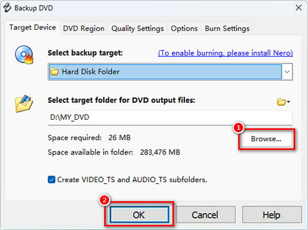 Select Dvd File Output Location