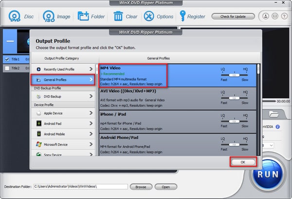 Winxdvd Ripper Set Output Profile