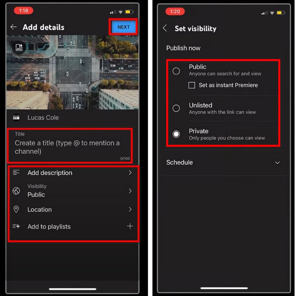 Youtube Mobile Edit Settings