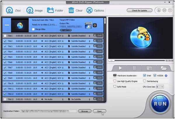 WinX DVD Ripper Main Interface