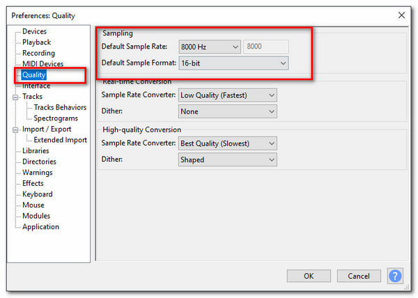 Audacity Sample Rate