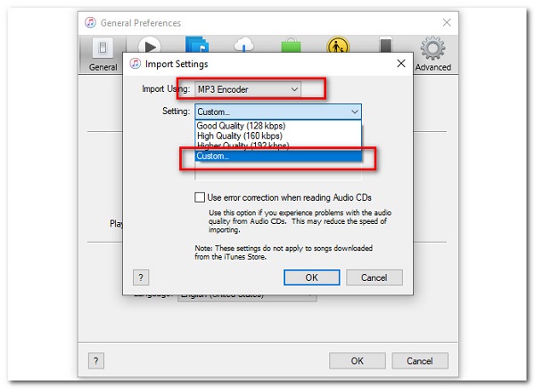 Compress Audio iTunes Software Import Settings