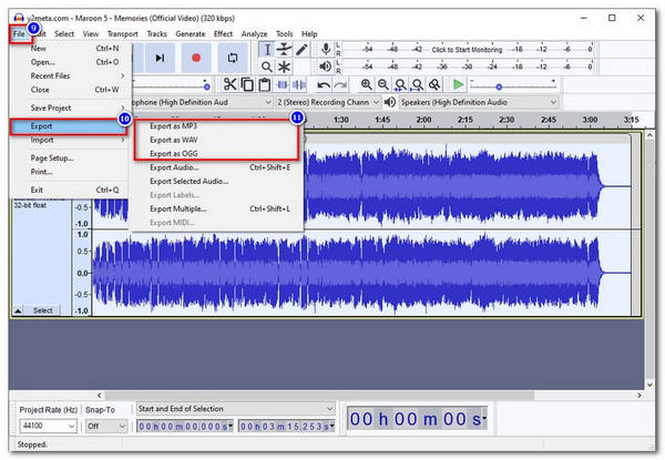 Audacity File Export