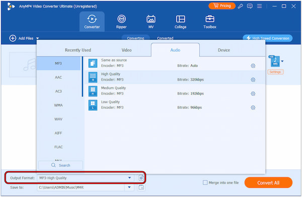 Change Audio Format