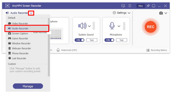 Anymp4 Screen Recorder Audio Mode