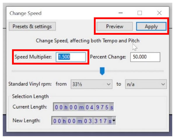 Audacity Speed Multiplier Apply