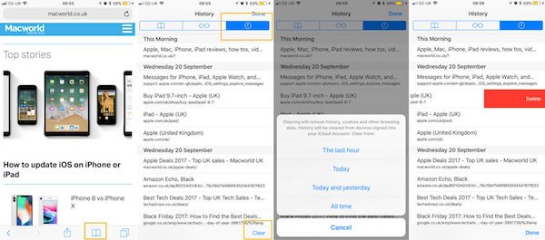 Safari clear history iphone