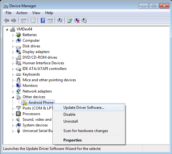 Install Android USB Driver Manually