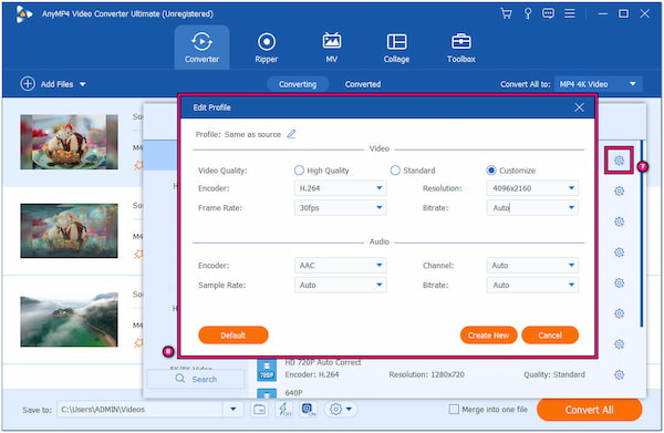 Custom Video and Audio Settings