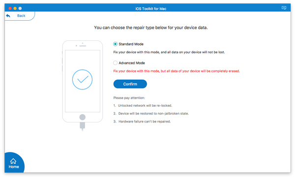 Select Repair Standard Mode