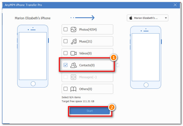 AnyMP4 iPhone Transfer Pro Select Contacts