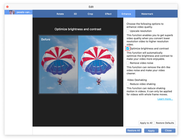 Check Optimize Brightness And Contrast