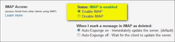 Enable IMAP