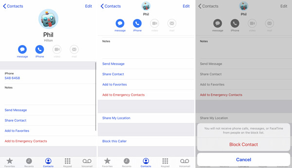 Block contact on iPhone