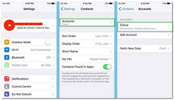 iPhone iCloud Default Account