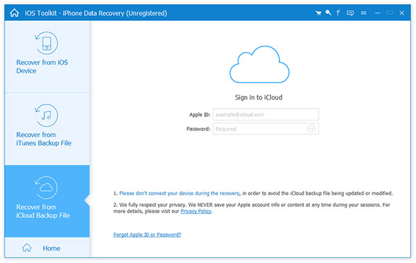 iCloud Interface