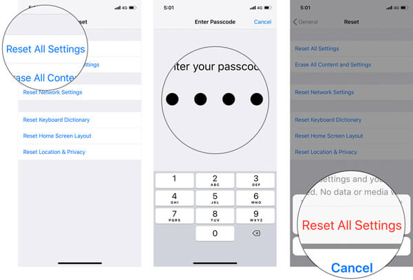 Reset all settings on iPhone