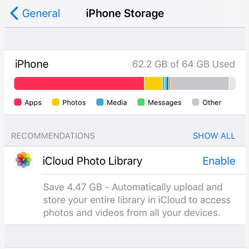 Check iPhone Storage