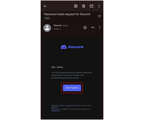 Discord Mobile Email Reset Password  