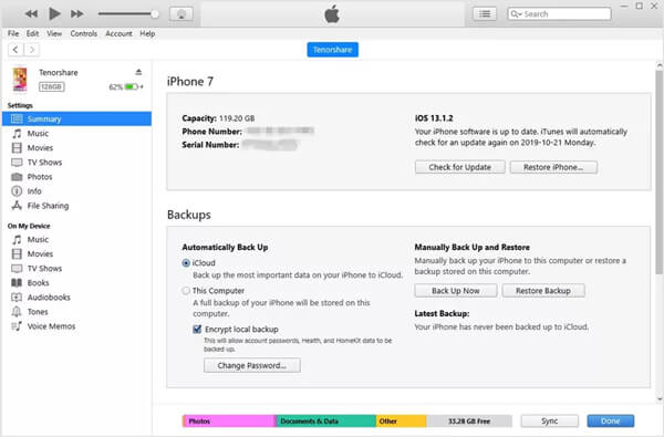 Restore iPhone in iTunes