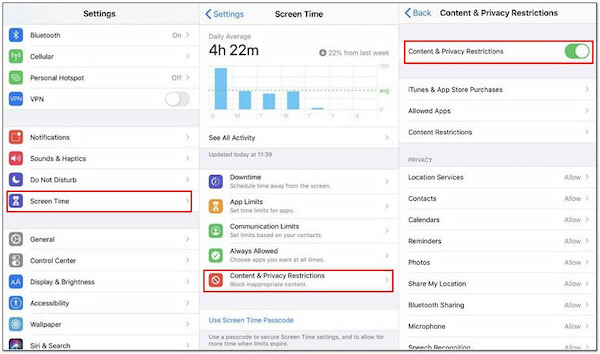 Disable Content And Privacy Restrictions