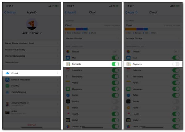 iPhone Disable and Enable iCloud Contact