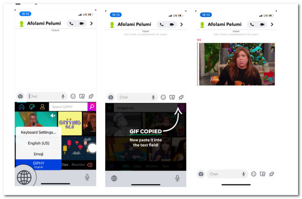 iOS Send GIF on Snapchat