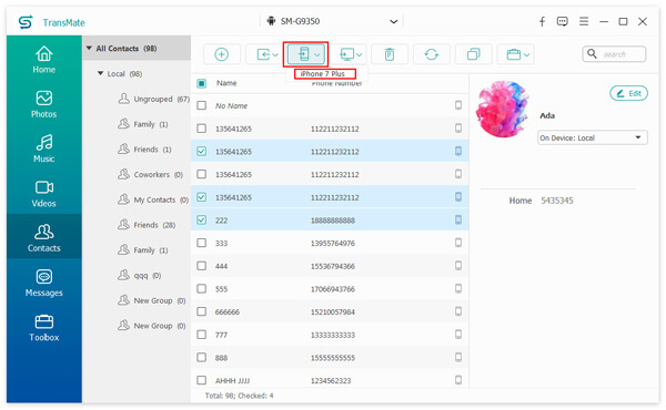 Transfer Contacts from Android to iPhone Transmate