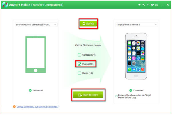 Transfer photos between android and iphone