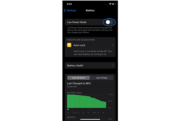 Turn Off Auto Lock on iPhone Low Power Mode