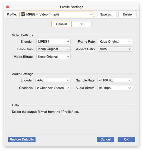 Customize Output Settings