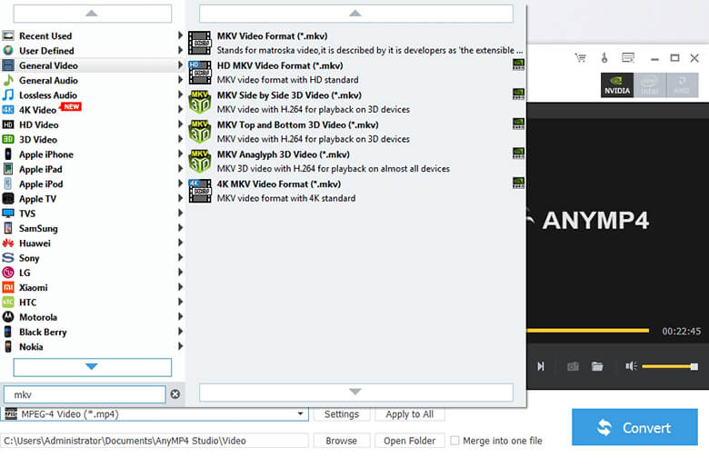 Add video and set output format