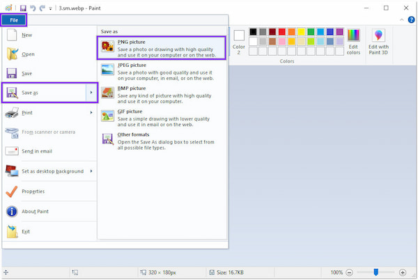 Windows Paint Program Save